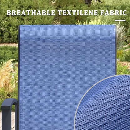 Patio Swivel Chairs Set of 4, Outdoor Swivel Chairs with Armrest, High Back Patio Chair with Metal Frame, All-Weather Outdoor Dining Chair for Deck, Porch and Lawn, Blue