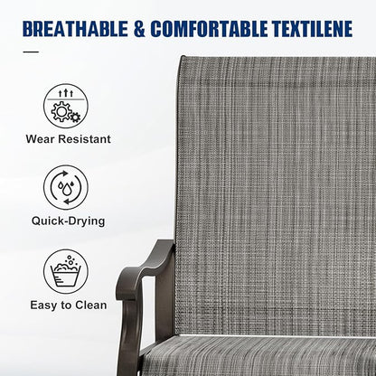UDPATIO Patio Swivel Dining Chairs Set of 6, Outdoor Dining Chairs High Back with All Weather Breathable Textilene, Metal Rocking Frame for Lawn Garden Backyard, Gray White