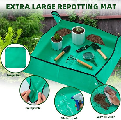 18-Piece Gardening Kit with Bonsai Tools, Succulent & Herb Planting Set, Pruning Shears, Seed Trays, Waterproof Mat – Durable BPA-Free Indoor & Outdoor Garden Tool Set Gift