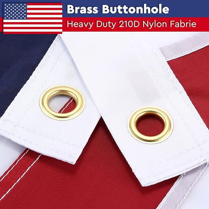 American Flag 3x5 FT Outdoor -USA Heavy Duty Nylon US Flags Long Lasting US Flag with Embroidered Stars, Sewn Stripes & Brass Grommets Water-Resistant Perfect for Outdoor Use All Weather USA Flag