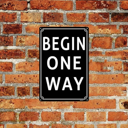 12x16" Begin One Way Parking Lot Sign - High-Intensity Grade Aluminum, Weatherproof & Fade-Resistant, Ideal for Outdoor & Indoor Use - Curbside Sign