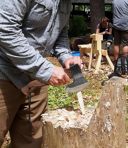 10.6 in Hatchet, 1065 Manganese Steel and Beech Wood Handle with Leather Sheath for Camping, Carving, Bushcraft Outdoor