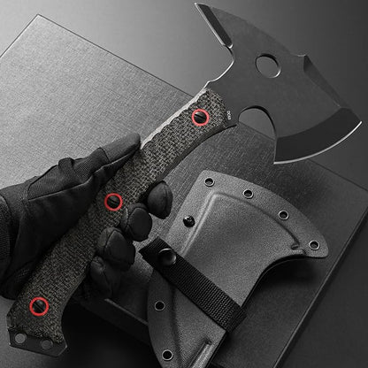 C1342 Camping Axes,DC53 Steel Blade Micarta Handle Chopping Axe Bushcraft Camping Axes Survival Hatchet Full Tang Axe for Hiking Hunting Camping Splitting Chopping Wood(Black)
