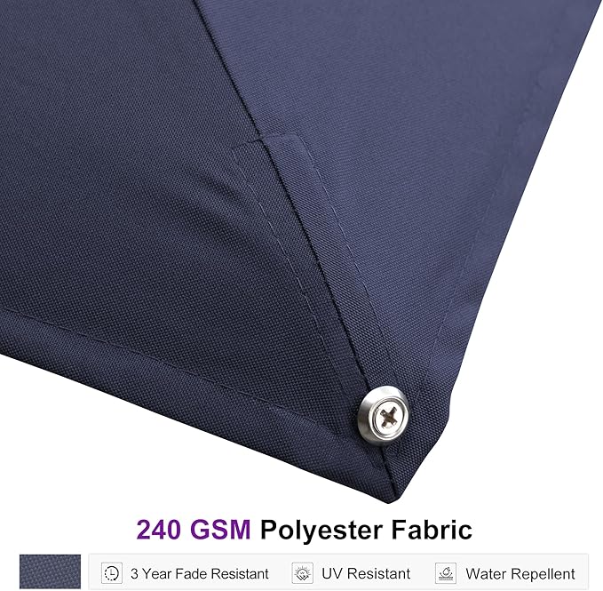 PURPLE LEAF 12 FT Square Patio Umbrella Large Outdoor Aluminum Offset Umbrella with 360-degree Rotation Cantilever Umbrella for Garden Deck Backyard Pool, Navy Blue