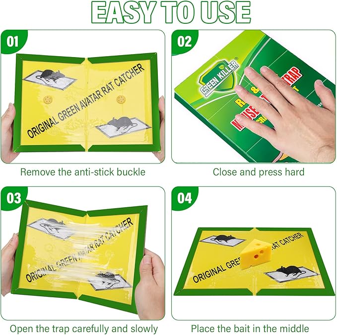 4 Pack Super Sticky Rodent Glue Traps, Large Sticky Rat Traps, Glue Trap Boards for Snakes Rats Mice Spiders Centipedes Roaches, Rats Trap for Indoor, Outdoor, Basement, Yard, Garage, 16.6" X 11.5"