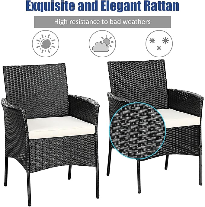 HAPPYGRILL 2 Pieces Patio Chairs Set Outdoor Rattan Wicker Single Armchair PE Furniture Sofa Set with Cushions