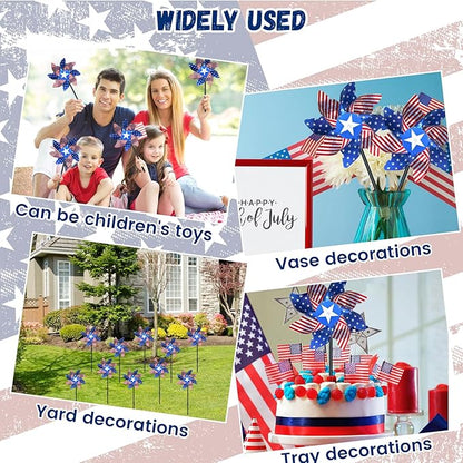 10 PCS Reflective Pinwheels for Yard and Garden Bird Devices Pre-Installed Sparkly Wind Spinner Deterrent to Scare Birds Away from Yard Patio Farm (Red&White&Blue)