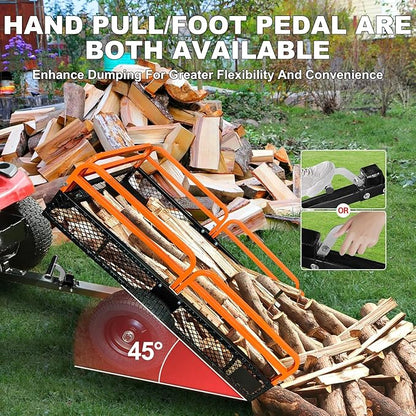 Heavy Duty ATV Utility cart, 1600LB Capacity Utility Trailer with Dual Dumping Modes (Manual/Foot Pedal), Steel Dump Cart with All-Terrain Tires & Dual Bearings for Garden, Farm, Firewood