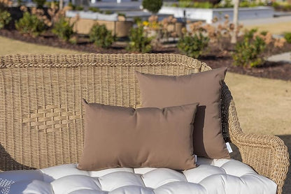 RSH DECOR: Sunbrella Square Throw Pillows Set of 4 | 17" x 17" | Water and Fade-Resistant Performance Fabric | Outdoor Pillow Covers with Down-Alternative Inserts | Canvas Taupe