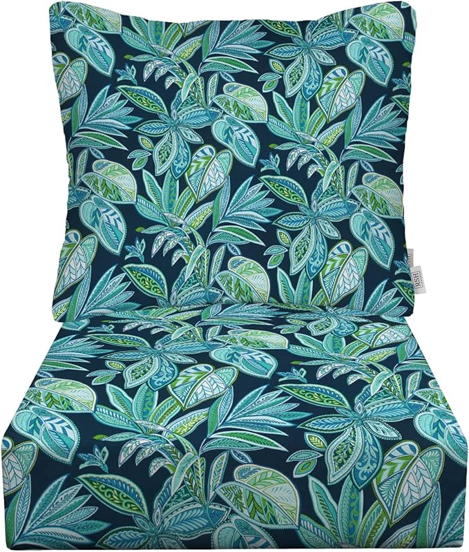 RSH DECOR: Deep Seating Cushion with Pillow Back | 25” x 25” Seat | Water and Fade-Resistant Spun Fabric | Outdoor Chair Cushion Set for Patio Furniture | Crestwood Marine