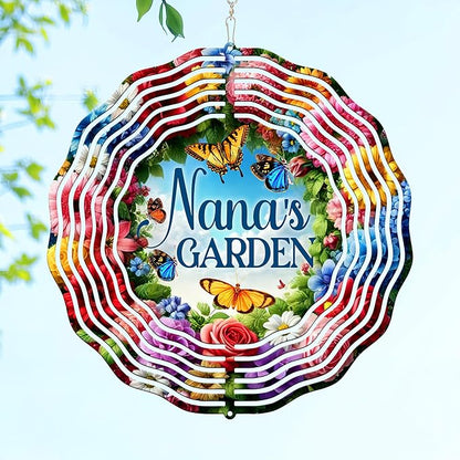 FLAGWIX Christmas Garden Gifts for Grandma - Nana's Garden 3D Stainless Steel Metal Wind Spinners 12 in - Gardening Grandma Christmas Birthday Gifts for Women Nana Gigi, Grandmother Gift Ideas