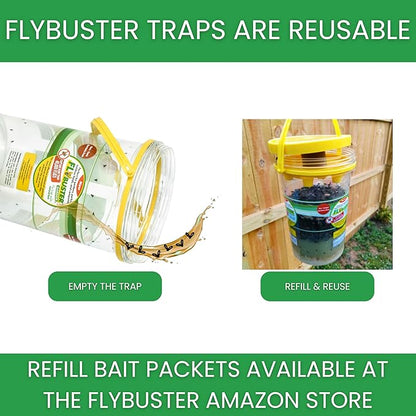 Flybuster Fly Trap | Outdoor Device for Catching Flies | 1-Liter Compact Size | Comes with One Flytrap and 1 Bait Packet | 10,000 Fly Capacity | Non-Toxic | Child & Pet Safe