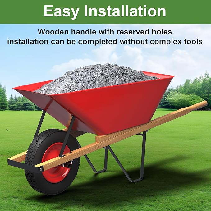 Nisorpa Wood Replacement Wheelbarrow Handles with 2 Wheelbarrow Wedge Heavy Duty Hardwood Wheelbarrow Handles Replacement Kit with Tough Seal Coat and Pre Drilled Holes for Wheelbarrows