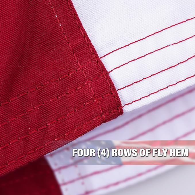 Deluxe Cotton American Flag 4x6 FT for Outside, Tear Resistant US Flags High Wind with Embroidered Stars, Sewn Stripes, the Best Indoor Outdoor Flag