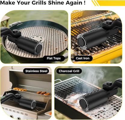 Electric Rotary Grill Brush for Outdoor Grill, 3-Speed Power Control, 304 Stainless Steel BBQ Grill Brush with No Bristle Shedding, 90 Mins Extended Runtime Grill Cleaning Brush