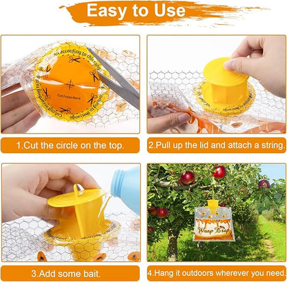 6 Pack Disposable Wasp Traps Outdoor Hanging Carpenter Bee Traps for Outside Yellow Jacket Trap Hornet Trap Wasp Catcher Killer for Bug Flies Patio Garden