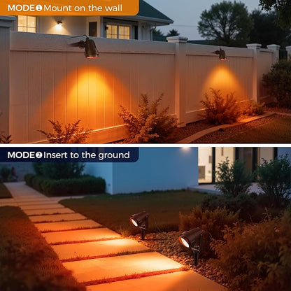 L LOHAS LED Halloween Spotlight Outdoor, Orange Spot Lights for Yard, Auto On/Off 5W 120V Landscape Lighting for House, Holiday, Trees, Decoration, 450LM IP66 Waterproof, UL Listed, 2 Pack