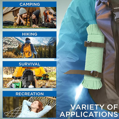 TECEUM Cotton Rope 3/16” (5 mm) – 50 FT – Strong All-Purpose Braided Rope – Natural Cotton – for Crafting, Сamping, Clothes Line, DIY, Indoor & Outdoor Use – Mint