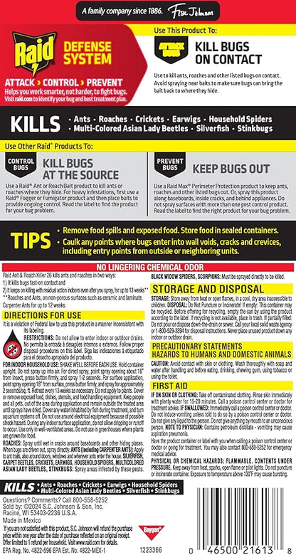 Raid Ant & Roach Killer Spray For Listed Bugs, Keeps Killing for Weeks, Fresh Scent, 17.5 oz