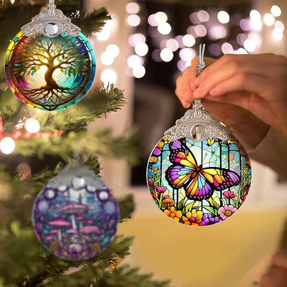 Butterfly Stained Glass Suncatcher, Christmas Tree Ornament, Holiday Decor, Gifts for Butterfly Lovers