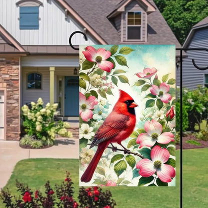 Spring Cardinal Garden Flag 12×18 Inch Double Sided Red Bird Flower Yard Flag Decorations for Lawn Yard Outdoor Birdhouse Farmhouse Decor