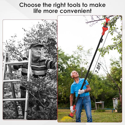 Electric Pruning Shears with Telescopic Rod, 50mm 1.96" Cutting Diameter Cordless Pruner with 2 Rechargeable Batteries, Tree Branch Cutter with SK7 Blade for Gardening Pruning