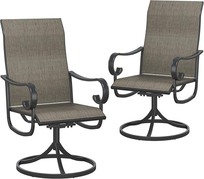 VICLLAX Swivel Patio Chairs Set of 2, 360-degree All-Weather Outdoor Swivel Chairs for Lawn Garden, Patio Dining Chairs, Black Metal Frame and Textilene Mesh Fabric