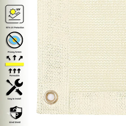 SUNNY GUARD Shade Cloth Custom Size 4x9 FT Sun Shade Screen Fabric Shade Cover Tarp with Grommets for Pergola Backyard Garden, Butter Cream(We Customized)