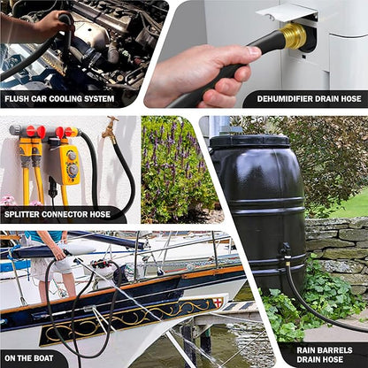 Worth Short Leader Black Garden Hose 3/4 in. x 5 ft. -Kink Free, No Leaking, Male/Female Fittings -Heavy Duty Durable Flexible Lightweight Water Pipe -Brass Aluminum Ends for Household & Commercial