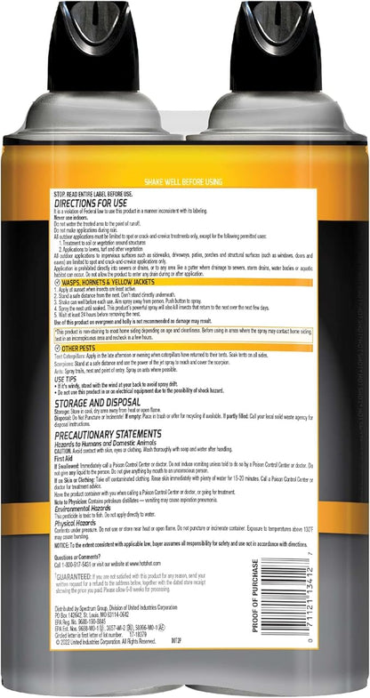 Hot Shot Wasp & Hornet Killer Spray, For Insects Eliminates the Nest, Sprays Up To 27 Feet, 14 fl Ounce, 2 Pack