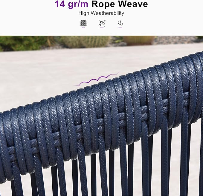 PURPLE LEAF Outdoor Dining Set for 10 All-Weather 12 Pieces Patio Aluminium Dining Large Table and Rope Weave Chairs Included Cushions for Backyard Indoor Modern Patio Furniture Set Gray and Navy