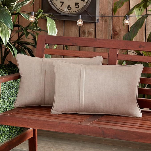 Greendale Home Fashions Sunbrella 21" x 14" Rectangle Outdoor Throw Pillow with Removable Cover (Set of 2), Cast Ash 2 Count