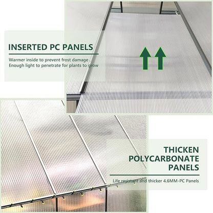 Green House for Outside, Greenhouse for Outdoor, Backyard Green House, Walk-in Garden Greenhouse, Heavy Duty Polycarbonate Greenhouses 6x12