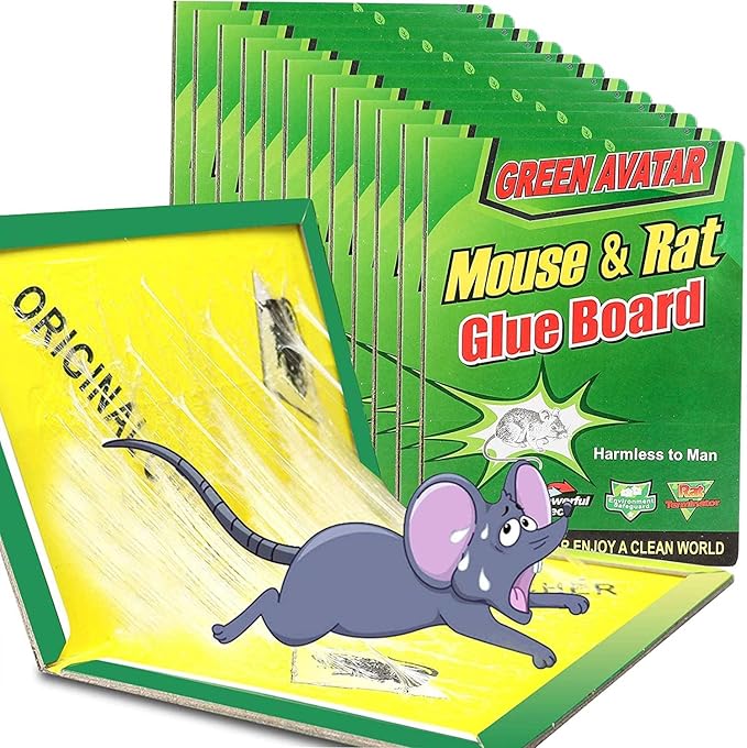 Ezoon 12 Pack Large Mouse Glue Traps with Enhanced Stickiness, Rat Snake Sticky Pad Board for House Indoor Outdoor, Easy to Set, Extra Large (8.3" x 12")