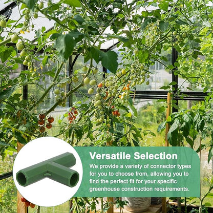 12 Pcs 11mm Greenhouse Frame Building Connectors, 3 Way Flat Pipe Fitting for Grape Trellis/Sunscreen Shed/Gardening Plant Stakes, Greenhouse Accessories [Green]