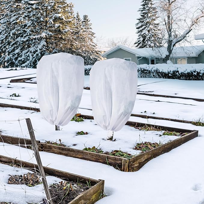 Plant Covers Freeze Protection 78" x 89" 2.2 oz, Large Size Bag Frost Cloth Plants Jacket Drawstring and Zipper Tree Cover for Outdoor Plants, Shrub Potted Plants Winter (1 PCS)