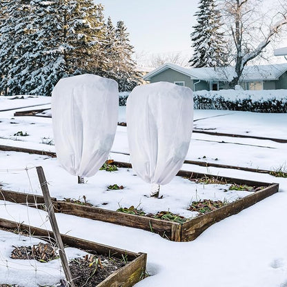 2-Pack Plant Covers Freeze Protection 48" x 72" 2.2 oz, Frost Cloth Plants Jacket Drawstring Tree Cover for Outdoor Plants, Shrub Potted Plants Winter