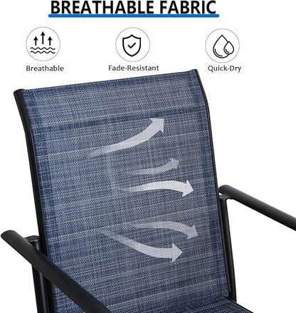 Outdoor Dining Chairs Set of 2, Stackable Patio Chairs with Textilene Fabric, Lightweight Garden Chairs for Poolside, Backyard, Camping, Dark Blue