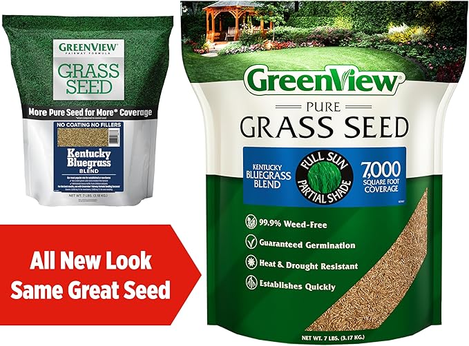 GreenView Pure Grass Seed Kentucky Bluegrass Blend, 7 lb. Bag – Covers up to 7,000 sq. ft.