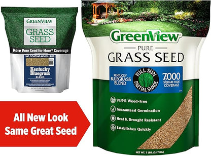 GreenView Pure Grass Seed Kentucky Bluegrass Blend, 7 lb. Bag – Covers up to 7,000 sq. ft.