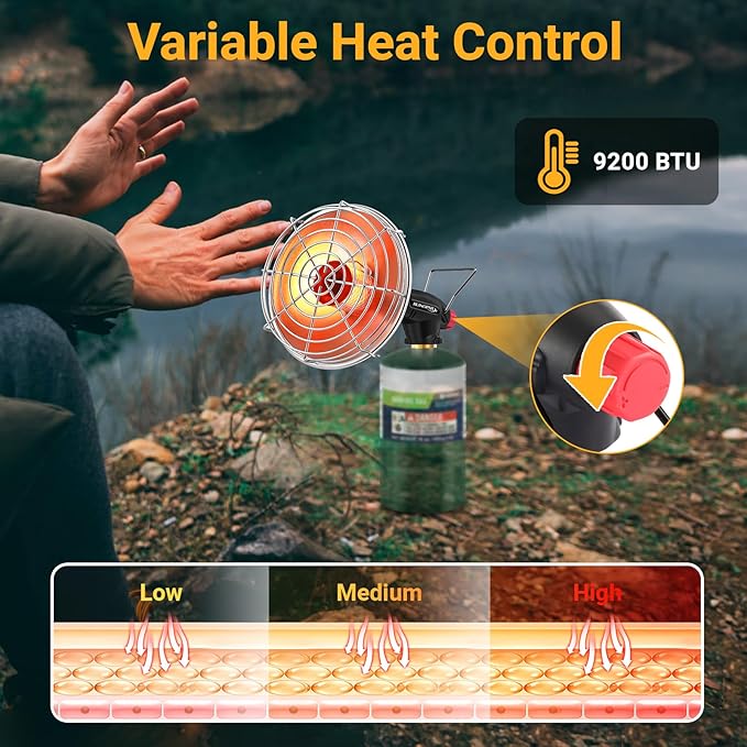 Golf Cart Heater,9,200BTU Portable Propane Heater with Self Ignition,with Golf Cart Cup Holder for EZGO Yamaha Club Car,Most Golf Cart(Fuel Cylinder not included)