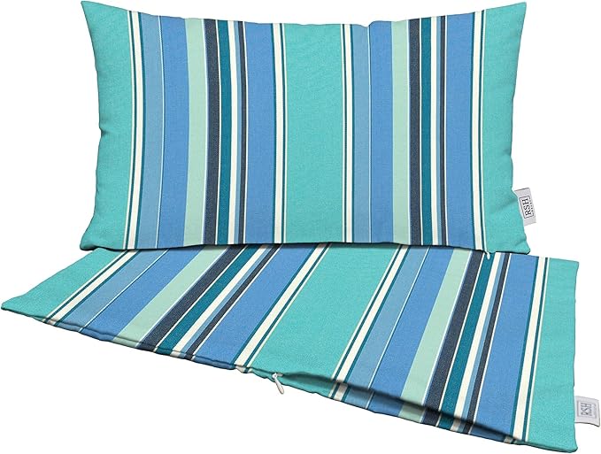 RSH DECOR: Sunbrella Pillow Covers Set of 2 | Covers Only - 26" x 16" | Outdoor Lumbar Pillow Covers Crafted with Sunbrella Performance Fabric | Dolce Oasis