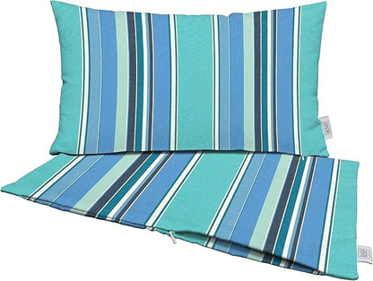 RSH DECOR: Sunbrella Pillow Covers Set of 2 | Covers Only - 26" x 16" | Outdoor Lumbar Pillow Covers Crafted with Sunbrella Performance Fabric | Dolce Oasis