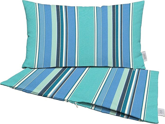 RSH DECOR: Sunbrella Pillow Covers Set of 2 | Covers Only - 26" x 16" | Outdoor Lumbar Pillow Covers Crafted with Sunbrella Performance Fabric | Dolce Oasis