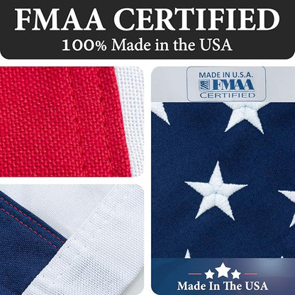 American Flags for Outside 6X10-100% MADE IN THE USA - Indestructible Heavy Duty Spun Polyester US Flag flags 6X10 outdoor-United States Flags Sewn Stripes and Embroidered Stars - FMAA Certified