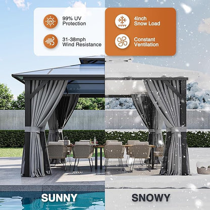 12 Ft. W X 12 Ft. D Aluminum Patio Hardtop Gazebo