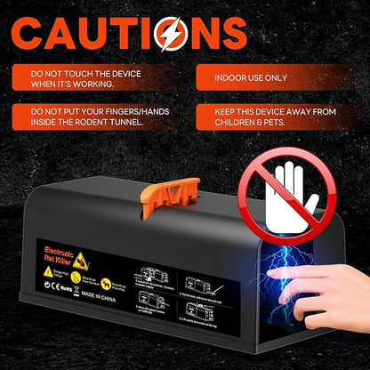 Electric Mouse Trap, 2 Pack Indoor Reusable Electric Mouse Trap Zapper with Anti-Escape Design & Dual Power, Electronic Rat Trap with No-Touch Cleaning for Kitchen, Garage