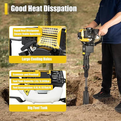 Portable Excavator Shovel 52cc 2 Stroke Planting Shovel Garden Tree Digger Machine Handheld Digger Digging Machine, Post Hole Digger Ditch Digger for Garden Farm and Home