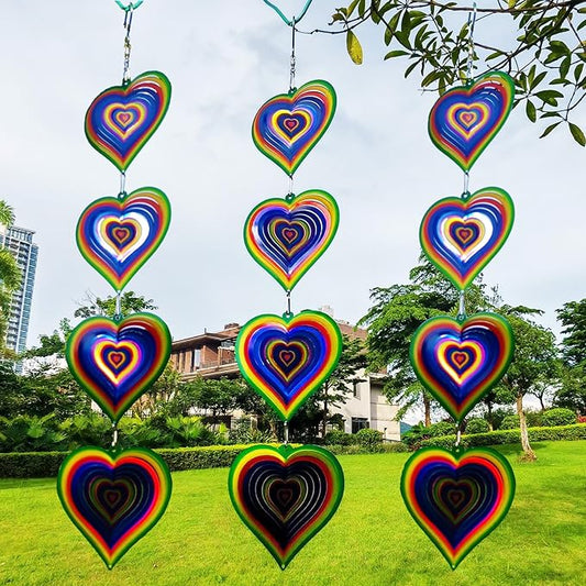 DJUAN Wind Spinners Outdoor Garden Decor,Stainless Steel Heart Wind Spinner for Yard Art Ornaments Porch Patio Balcony Home House, Christmas Party Decorations,Birthday Gifts for Mom Women Grandma aunt