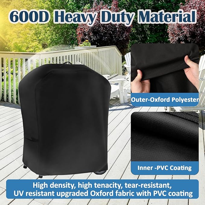 Cover for Charbroil Bistro Pro Electric Grill & Griddle, with Handle & Straps for 25302145 25302146 25302148 25302161, 600D Waterproof All Weather Resistant Electric Cover, Replace CB1250073P4